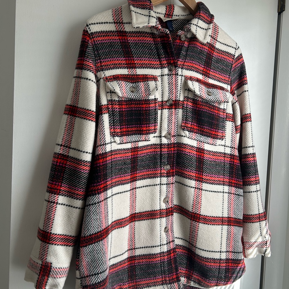 Universal Thread Button-Up Plaid Jacket - Red And… - image 2